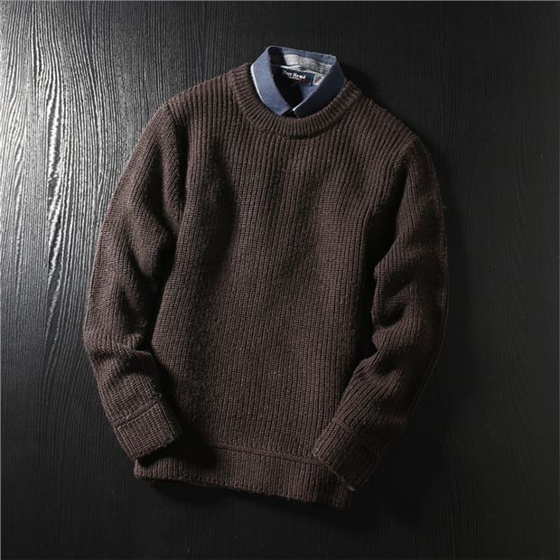 X01 Thickened!  All wool!  Export Europe and America men's foreign trade factory cut label tail goods knitted sweater winter coat