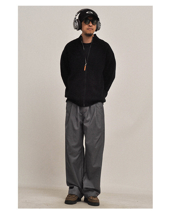 Half-Turtleneck Zip Knit Cardigan – Oversized Unisex Sweater – Japanese vintage | yamalin clothes | Yamalinclothes