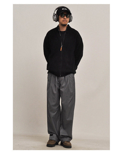 Half-Turtleneck Zip Knit Cardigan – Oversized Unisex Sweater – Japanese vintage | yamalin clothes | Yamalinclothes