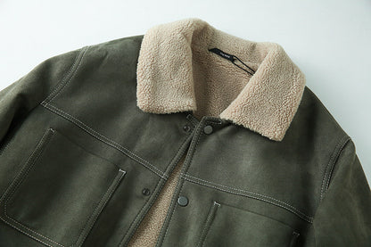 Suede Fleece Workwear Jacket – American Retro Thick Warm Unisex – Japanese vintage | fall outfits 2026 | fall winter outfits | classy winter outfits | lazy comfy outfits | japanese streetwear | vintage workwear | yamalin clothes | Yamalinclothes