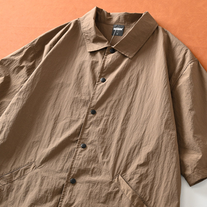 Mountain function + loose wide version! ODM Order! Short-sleeved jacket with lapels for men in summer | Japanese vintage | yamalin clothes | Yamalinclothes