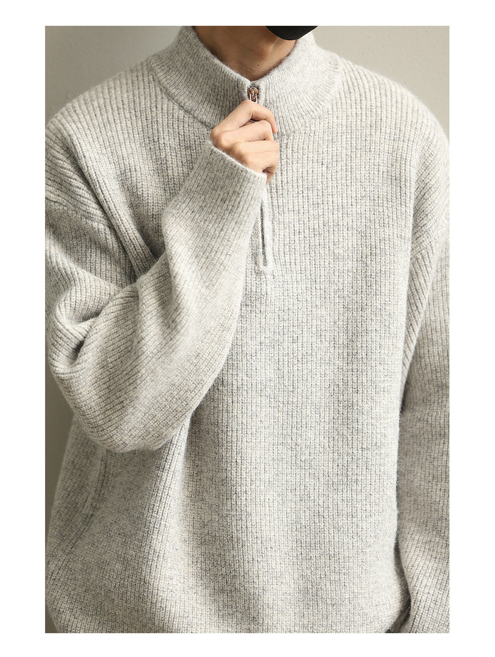 Stand Collar Half-Zip Pullover Sweater – Japanese Loose Unisex – Sweater pullover | japanese streetwear | vintage workwear | unisex | Yamalinclothes