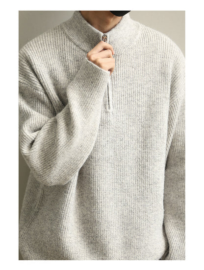 Stand Collar Half-Zip Pullover Sweater – Japanese Loose Unisex – Sweater pullover | japanese streetwear | vintage workwear | unisex | Yamalinclothes