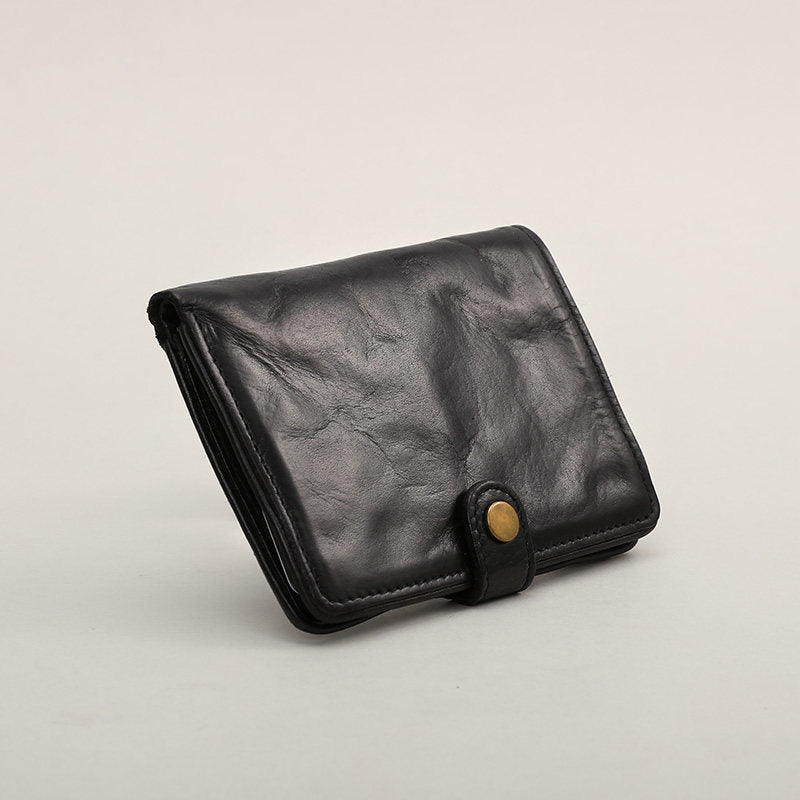 Vegetable Tanned Leather Bifold Wallet – Handmade Retro Card Holder – Japanese vintage | yamalin clothes | Yamalinclothes