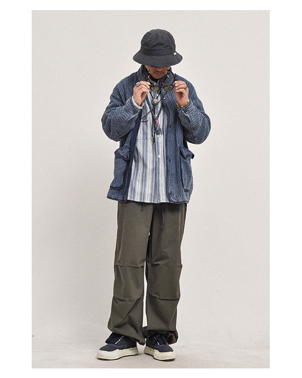 Vintage-Wash Stand-Collar Denim Jacket - Japanese Retro Workwear Coat