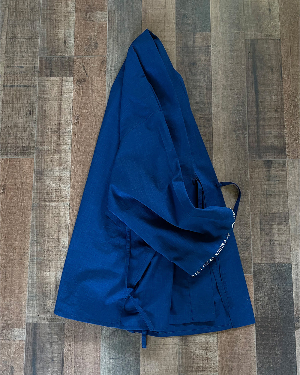 Indigo Dyed Loose Robe Jacket – Japanese Artisan Three-Quarter Sleeve Cardigan