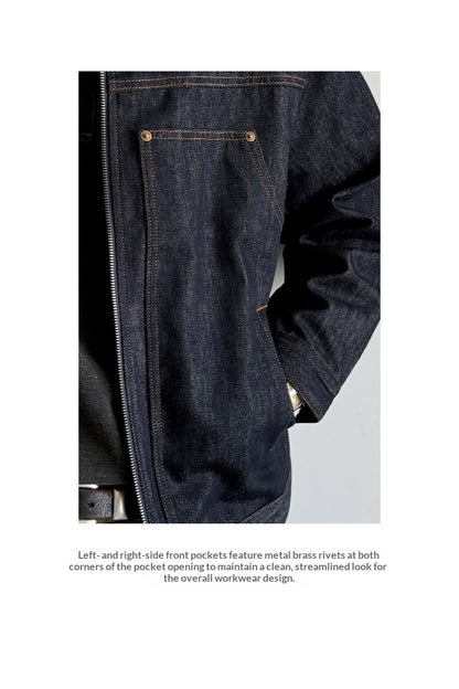 Denim Jacket – Corduroy Collar & Zip Front | Yamalinclothes