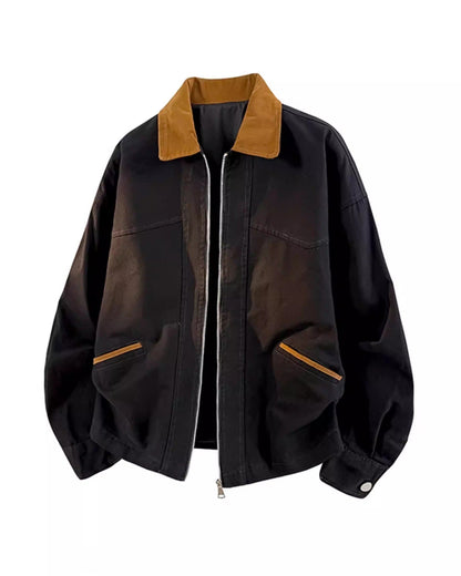 American Lapel Cargo Baseball Jacket – Loose Unisex Plus Size S–8XL
