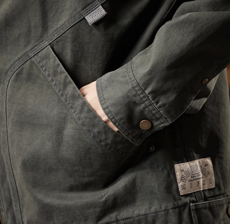 Detroit Vintage Cargo Jacket – Washed Cotton American Workwear Barn Coat for Men | Japanese vintage | yamalin clothes | Yamalinclothes