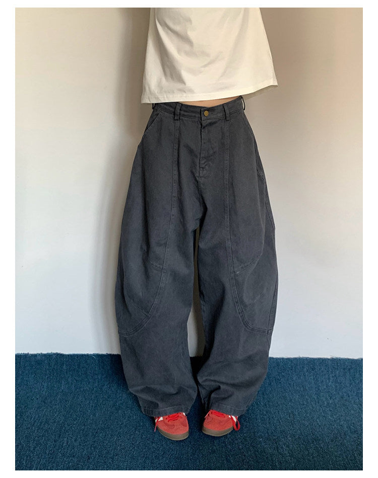 Washed Wide-Leg Cargo Pants – American Retro Unisex