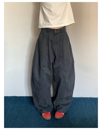 Washed Wide-Leg Cargo Pants – American Retro Unisex