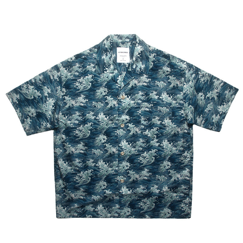 Seersucker Cuban Collar Printed Shirt – Men's Vintage Beach Short Sleeve