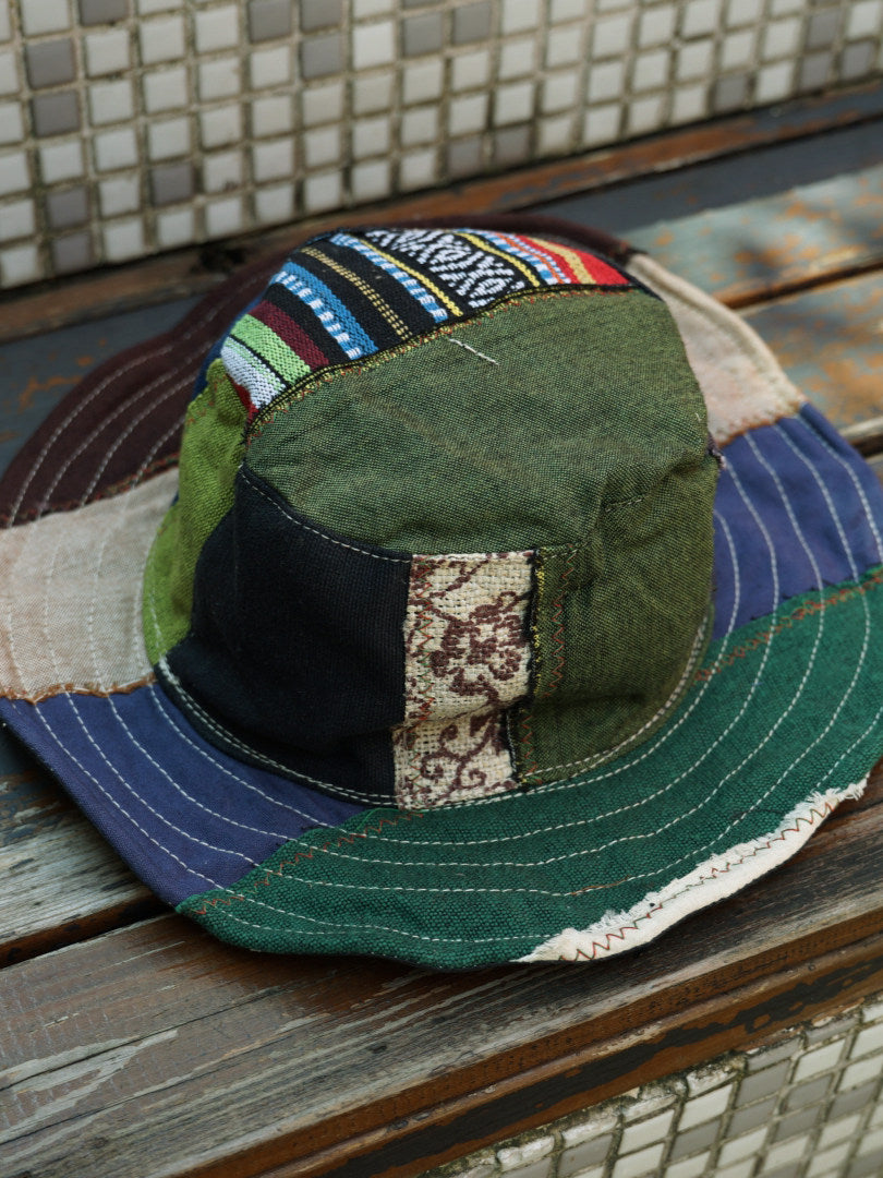 Handmade Patchwork Bucket Hat – Hemp Cotton Foldable Unisex Sun Hat
