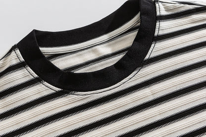 Japanese Vintage Textured Stripe Long-Sleeve T-Shirt – Relaxed Unisex Base Layer