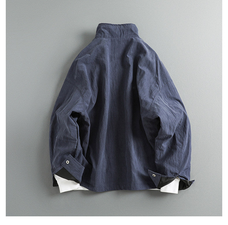 Japanese Outdoor Lightweight Stand Collar Cropped Jacket – Loose Silhouette Spring Jacket for Men – Japanese vintage | yamalin clothes | Yamalinclothes