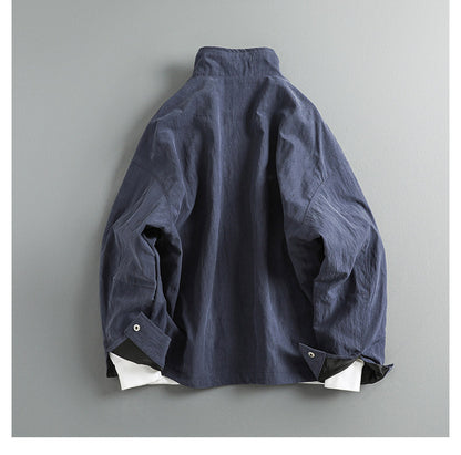 Japanese Outdoor Lightweight Stand Collar Cropped Jacket – Loose Silhouette Spring Jacket for Men – Japanese vintage | yamalin clothes | Yamalinclothes