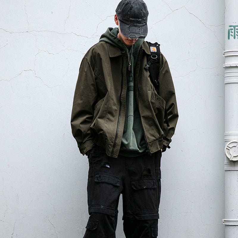 Deconstructed Lapel Cargo Jacket – Loose Vintage Unisex Streetwear – Japanese vintage | yamalin clothes | Yamalinclothes