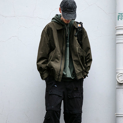 Deconstructed Lapel Cargo Jacket – Loose Vintage Unisex Streetwear – Japanese vintage | yamalin clothes | Yamalinclothes