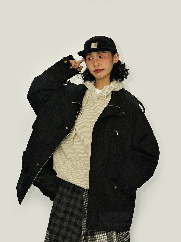 Washed M65 Cargo Jacket – Oversized Military Vintage Coat