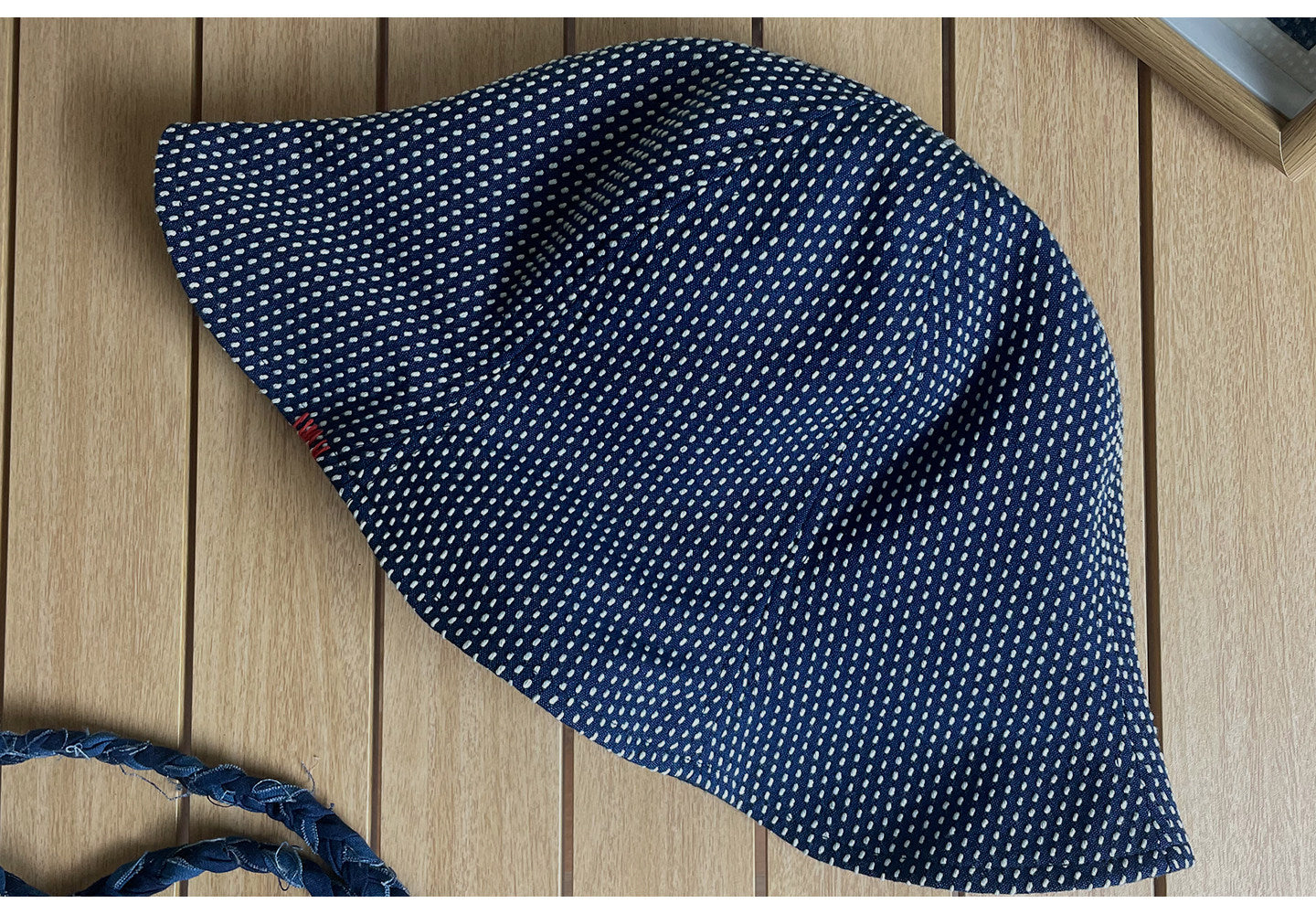 Indigo Sashiko Tulip Bucket Hat – Japanese Artisan Outdoor Fisherman Hat