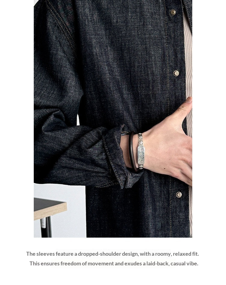 Denim Shirt – Washed Texture & Snap Front | Yamalinclothes