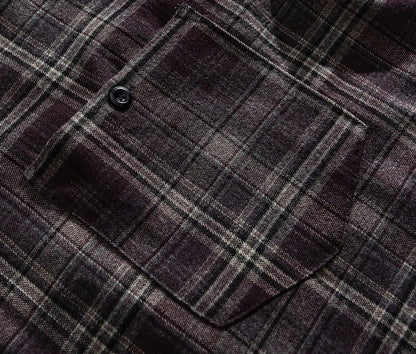 Japanese Vintage Large Plaid Wool-Blend Long-Sleeve Shirt – Oversized Unisex