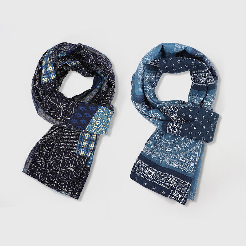 Ethnic Paisley Cotton Scarf – Vintage Patchwork Print Unisex Autumn Winter Wrap