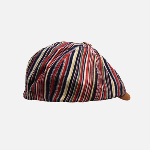 British Striped Reversible Newsboy Beret – Unisex Vintage Octagonal Flat Cap