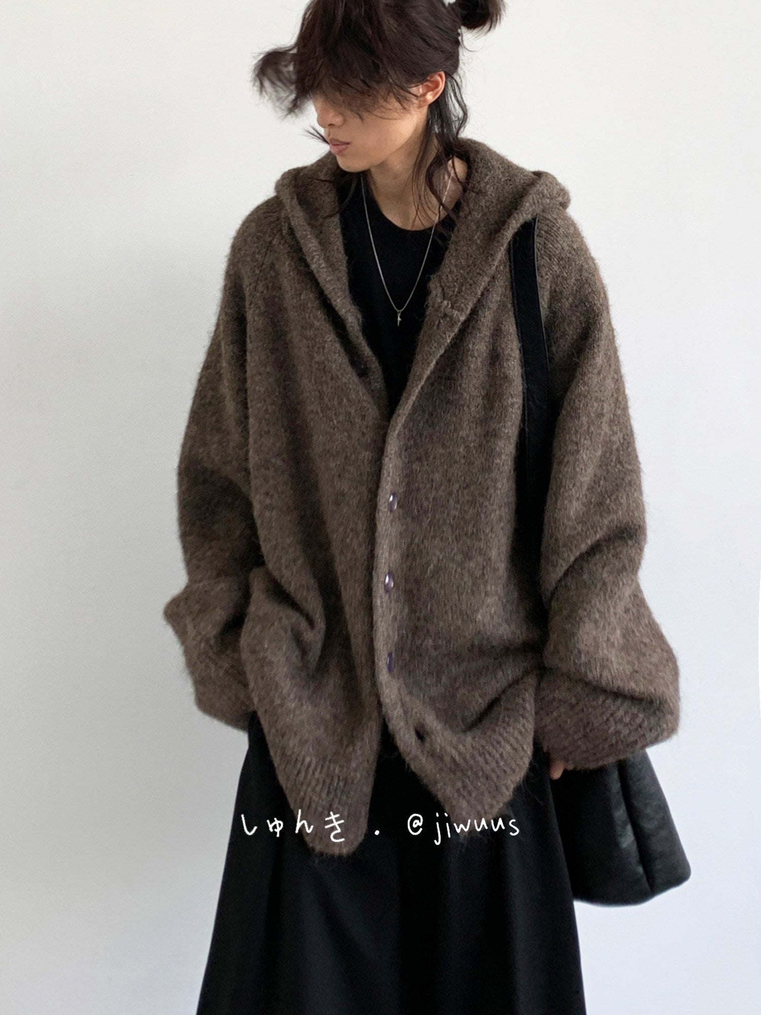 Vintage Hooded Knit Cardigan – Loose Unisex Lazy Style – Japanese vintage | yamalin clothes | Yamalinclothes