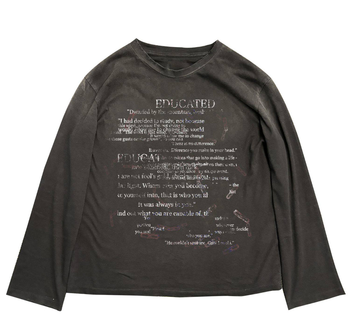 Punk Irregular Hem Long Sleeve T-Shirt – Vintage Distressed Loose Unisex