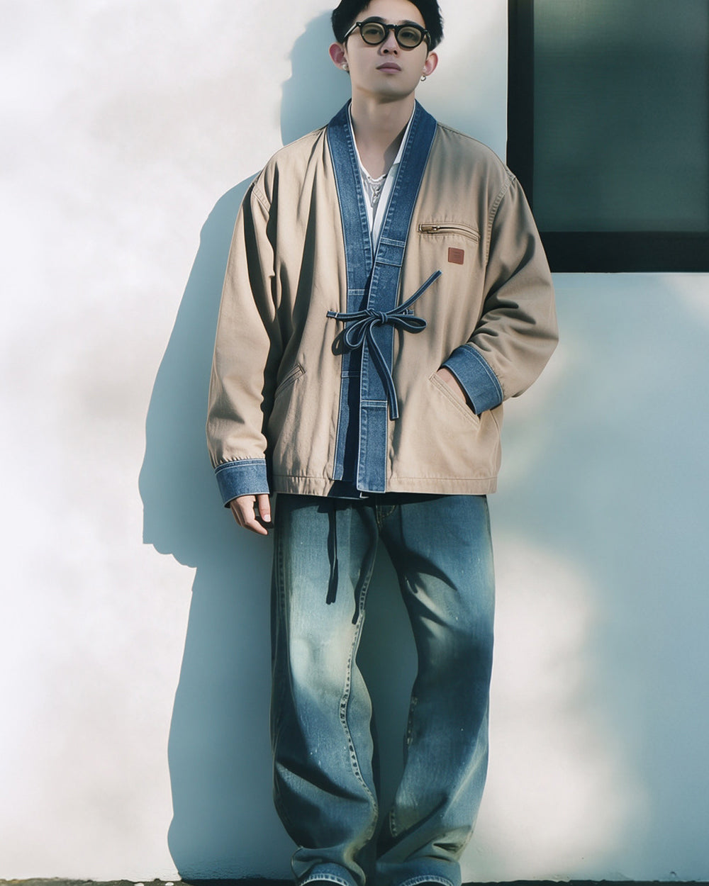 Patchwork Denim Tie-Front Jacket – Japanese Vintage Workwear Unisex – Japanese vintage | fall outfits 2026 | fall winter outfits | classy winter outfits | lazy comfy outfits | japanese streetwear | vintage workwear | yamalin clothes | Yamalinclothes