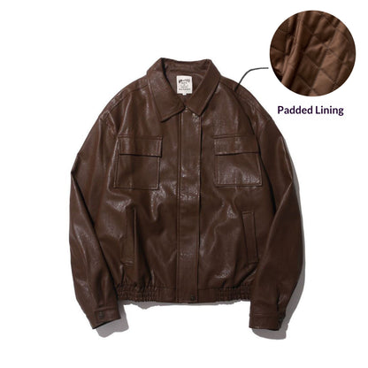 Vintage Moto Leather Jacket – Unisex PU Biker Brown Black