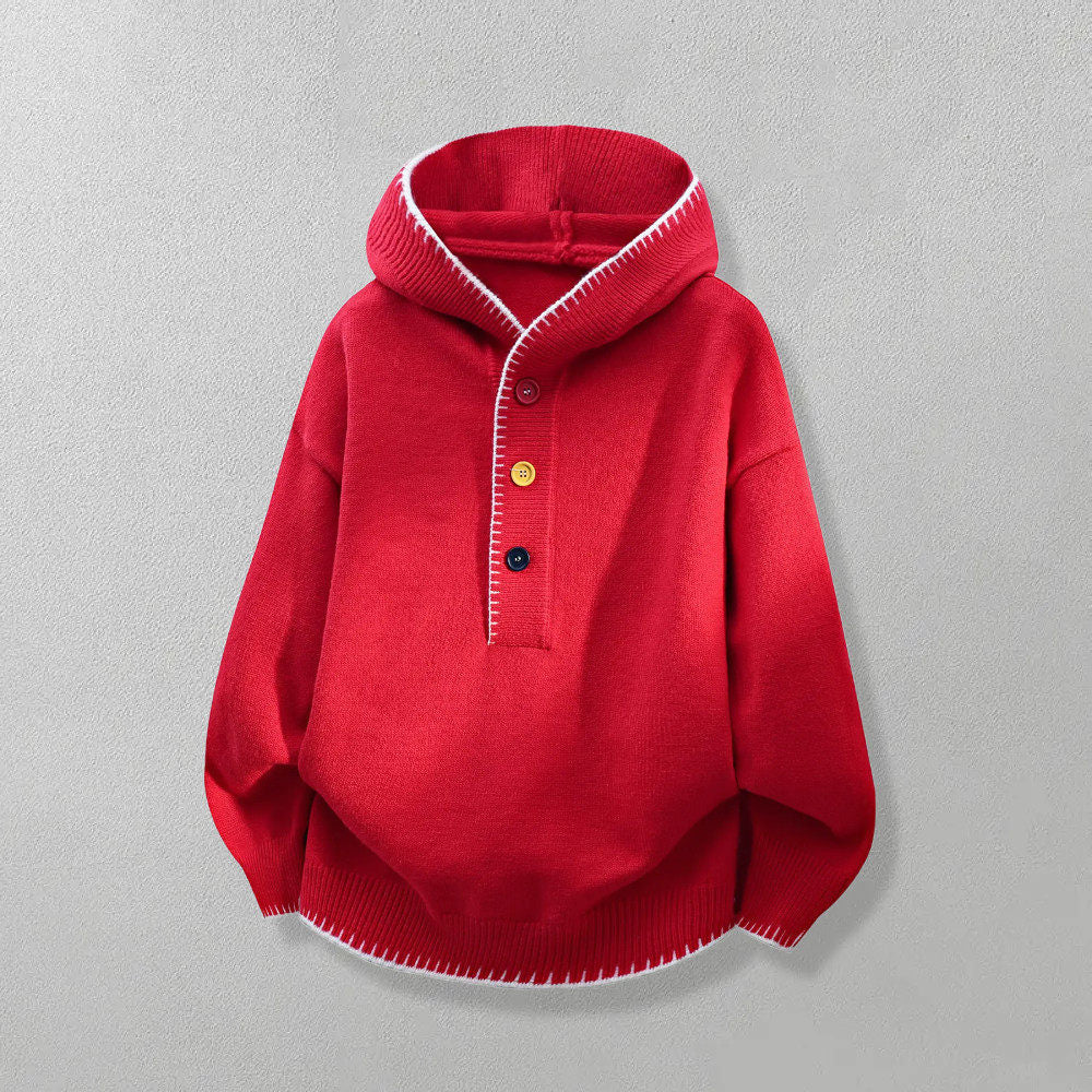 Color-Block Hooded Knit Jacket – Loose Button-Up Men – Japanese vintage | yamalin clothes | Yamalinclothes