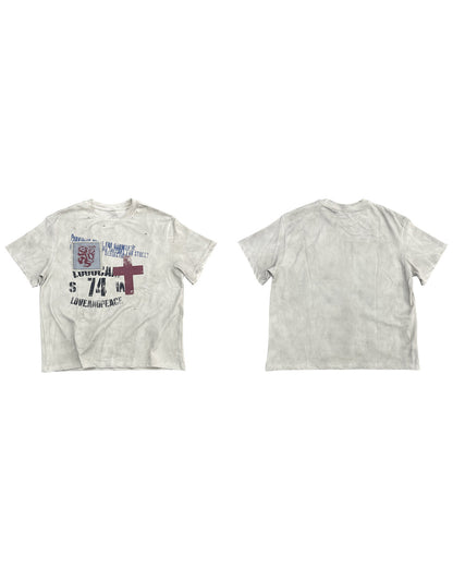 Ripped Washed Slogan Patch T-Shirt – Vintage Loose Unisex Streetwear