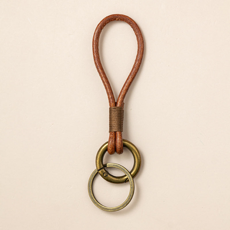 Vintage Cowhide Leather Keychain – Bracelet Pendant Charm – Japanese vintage | yamalin clothes | Yamalinclothes