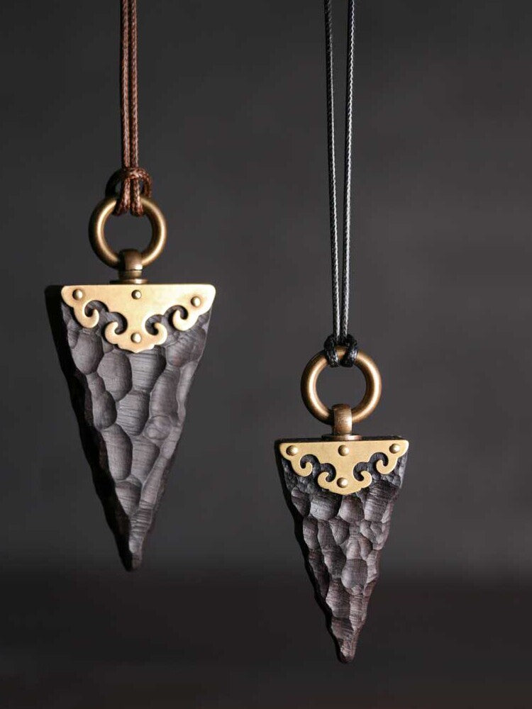 Handmade Ebony Wood Pendant Necklace – Vintage Unisex Sweater Chain
