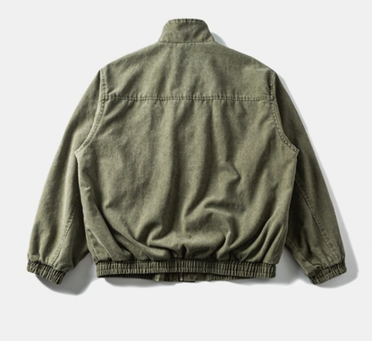 Japanese Workwear Multi-Pocket Stand Collar Jacket – Loose Oversized Men's Coat
