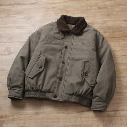 Fur Collar Turn-Down Utility Cotton Jacket – Vintage Loose Outdoor Unisex