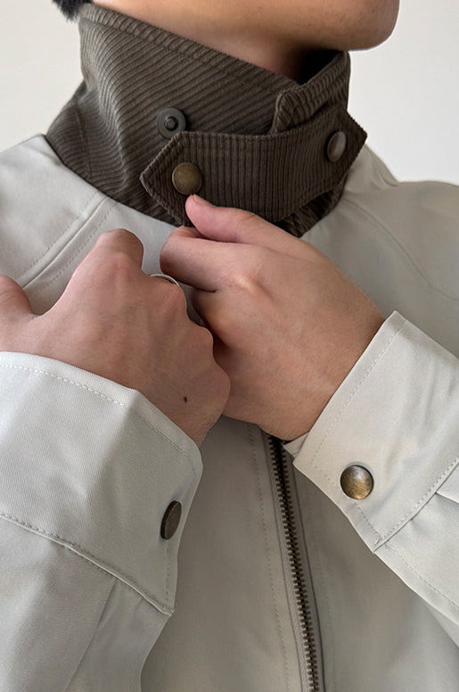 Patchwork Stand-Collar Cargo Jacket – Adjustable Lapel Oversized – Japanese vintage | fall outfits 2026 | fall winter outfits | classy winter outfits | lazy comfy outfits | japanese streetwear | vintage workwear | yamalin clothes | Yamalinclothes