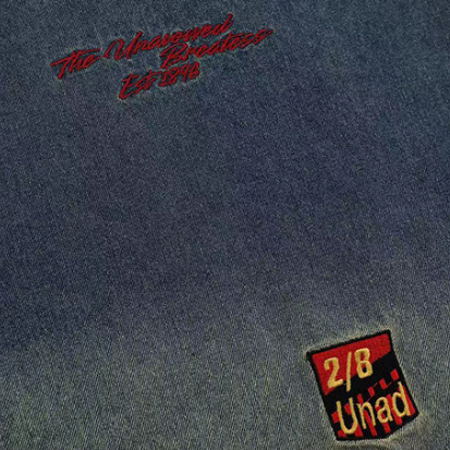 تيشيرت WOODOO بتصميم أمريكي ريترو مغسول متدرج الحروف إبداعي بأكمام قصيرة للرجال والنساء