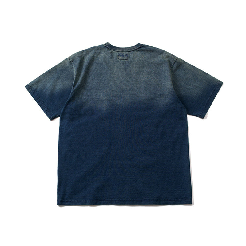 Cotton T-Shirt – Gradient Wash & Sashiko Embroidery | Yamalinclothes