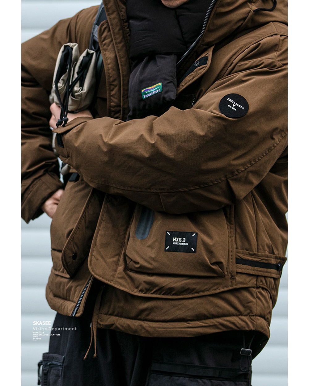90 White Duck Down Hooded Puffer Jacket – Loose Multi-Pocket Outdoor Winter Coat – Japanese vintage | yamalin clothes | Yamalinclothes