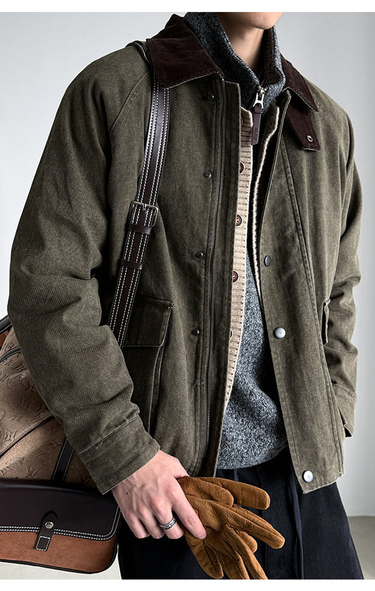 Heavy Washed Corduroy Patchwork Detroit Jacket – American Vintage Unisex