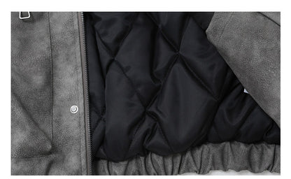 Embroidered Stand Collar Leather Jacket – American Retro Thickened Windproof Unisex – Coats Jackets | japanese streetwear | vintage workwear | unisex | Yamalinclothes