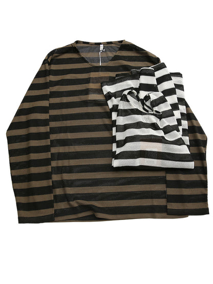 Striped Long Sleeve Crew Neck Tee – Men's Casual Lightweight Commuter T-Shirt