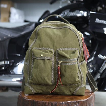 Vintage Canvas Backpack – 20oz Heavyweight Leather Trim