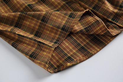 Japanese Vintage Contrast Plaid Long Sleeve Shirt – Loose Unisex Casual