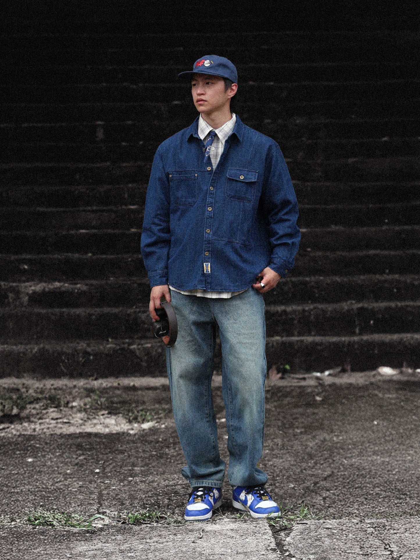 Japanese Vintage Denim Shirt – Loose Long Sleeve Men – Japanese vintage | yamalin clothes | Yamalinclothes