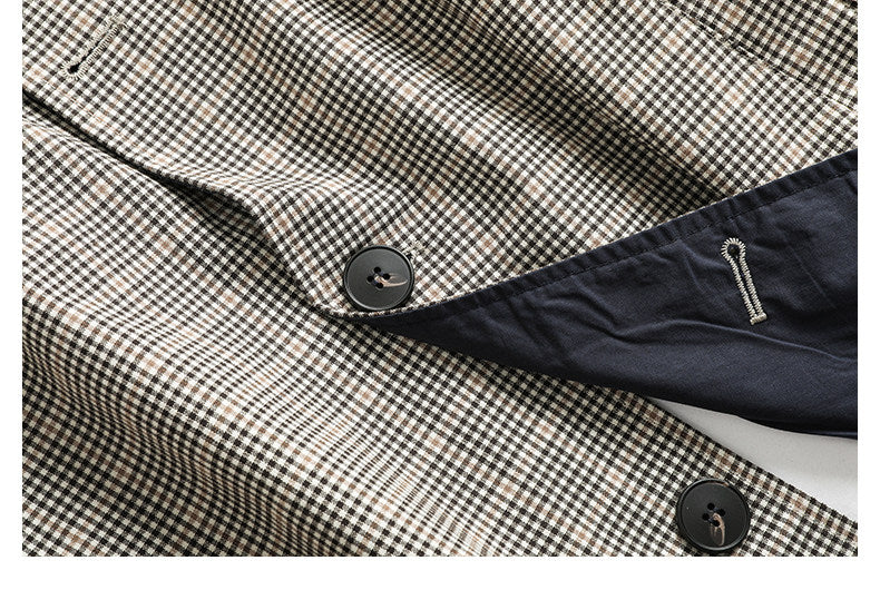 Japanese Retro Plaid Stand Collar Cropped Jacket – Cleanfit Silhouette Spring Jacket for Men – Japanese vintage | yamalin clothes | Yamalinclothes