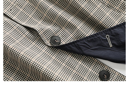 Japanese Retro Plaid Stand Collar Cropped Jacket – Cleanfit Silhouette Spring Jacket for Men – Japanese vintage | yamalin clothes | Yamalinclothes